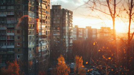 Autumn Glow on Urban Apartments