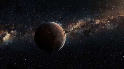 Obraz na płótnie Canvas An ultra high-definition image of a terrestrial planet with detailed textures against the backdrop of a star-filled galaxy