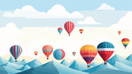 Fototapeta na wymiar A vibrant pattern of hot air balloons in various co