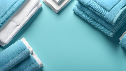 Pampering Paradise Corner 3D Blue Towel Pile Ideal for Spa and Wellness Comfort