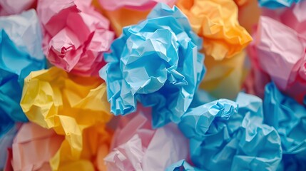 Close Up of Colorful Crumpled Paper Balls