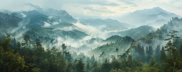Misty Mountain Scene