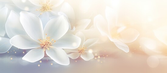 A beautiful display of white flowers against a white background, showcasing the delicate petals and...