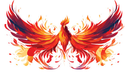 A vibrant pattern of phoenixes rising from ashes wi - obrazy, fototapety, plakaty