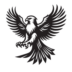 Vintage Falcon Silhouettes, flying  Falcon Silhouettes, silhouettes of Graceful Birds- black and white illustration