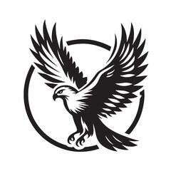 Vintage Falcon Silhouettes, flying  Falcon Silhouettes, silhouettes of Graceful Birds- black and white illustration