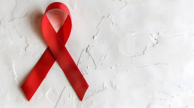 Aids Awareness Red Ribbon on white background
