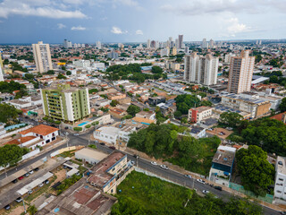 Fototapeta premium Aerial city scape in summer in Cuiaba Mato Grosso