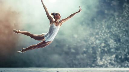 Fototapeta premium A young woman doing artistic gymnastics