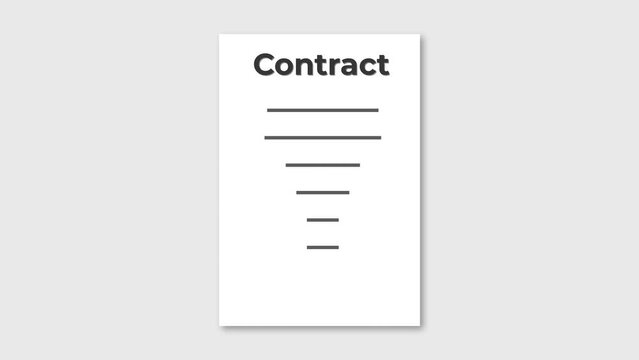 Abstract blank cartoon Contract form Animation, Agreement paper video element for business  