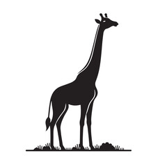  Retro Styled Giraffe Silhouettes, Silhouettes of Towering Giraffes, Black & White Silhouette Series