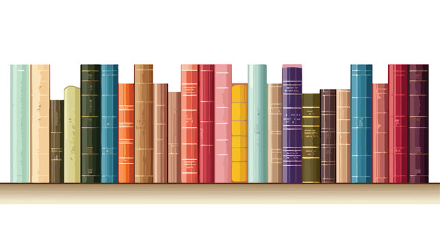 A vintage pattern of books with colorful spines sta