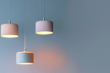 Ceiling lamps with bulbs on grey background