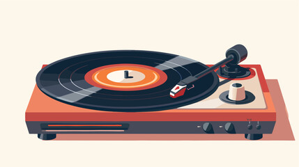 A vintage record player playing a classic rock albu