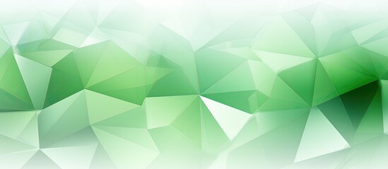 Obraz premium A white background with green triangles represents a peaceful landscape with grass, plants, and symmetry. The artful design portrays a terrestrial plant under a blue sky