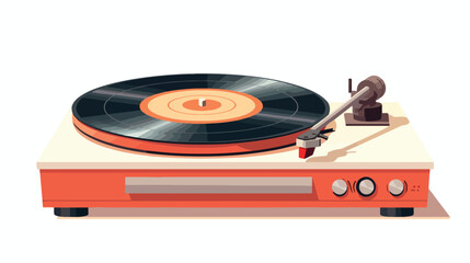 A vintage record player playing a classic rock albu