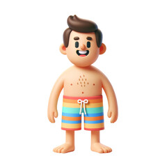 3d illustration of a man in swim trunks.