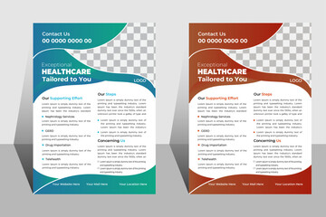  Medical flayer Design Template. Healthcare and Medical pharmacy flyer and brochure template design. Vector design. A4 size for poster, flyer or cover 