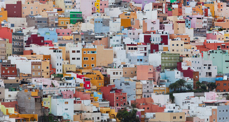 bute Häuser, Stadtteil San Juan, Las Palmas de Gran Canaria, Gran Canaria, Kanarische Inseln,  Spanien - obrazy, fototapety, plakaty