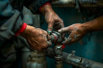 a plumber's hands repairing pipes and fixtures to ensure the proper functioning of plumbing systems, showcasing the expertise and problem-solving in plumbing services