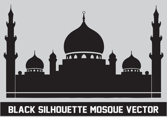 Mosque silhouette black color for islamic design Vector