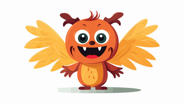 A whimsical creature with wings and a friendly smil