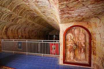 Serbian Orthodox underground Church of Saint Elijah the Prophet in Coober Pedy, South Australia - Religious place dug out of sandstone in an opal mining city