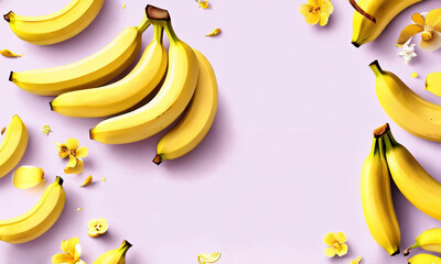 illustration of bananas. background with bananas. Birthday card template wi  - obrazy, fototapety, plakaty