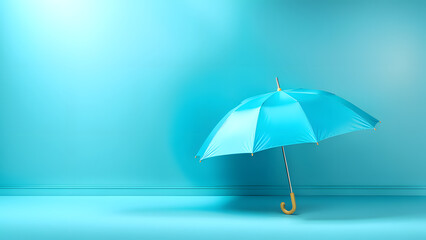 3D Blue Umbrella Representing Safety for Travel and Hospitality Industries