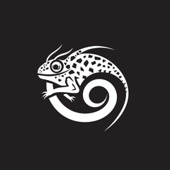 Obscured Opacity: Chameleon Silhouette Vector Black Onyx Opus: Chameleon Icon Emblem in Black