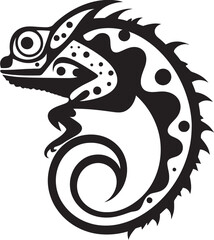 Shadowy Shift: Black Chameleon Emblem Icon Nighttime Ninja: Chameleon Silhouette Vector