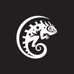 Obsidian Oasis: Black Chameleon Logo Vector Icon Eclipse Elixir: Chameleon Silhouette in Black Emblem