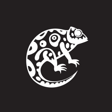 recommend clip art: Ebony Enigma: Black Chameleon Logo Vector Icon Midnight Mirage: Chameleon Silhouette in Black Emblem