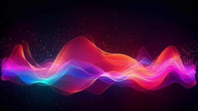Seamless digital music equalizer audio waves, with flashing disco effect; is perfect for background projects; 4k virtual video animation.