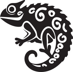 Stealthy Samba: Chameleon Icon in Black Design Midnight Mosaic: Black Chameleon Logo Vector Icon