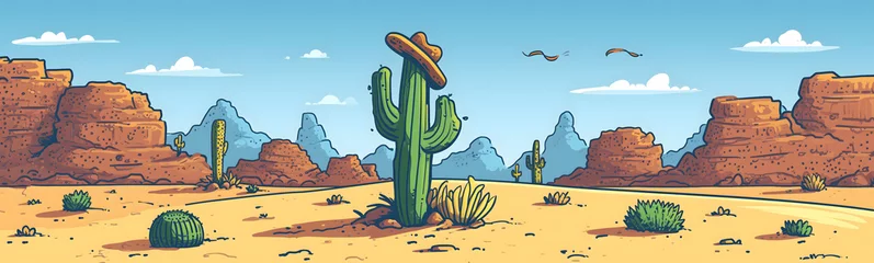 Schilderijen op glas cactuses in a desert © jacob