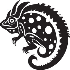 Midnight Mastery: Black Chameleon Vector Logo Camo Cryptic: Stealthy Chameleon Logo Emblem