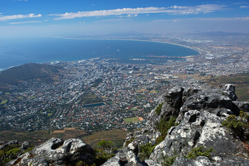 View from Table Mountain to Cape Town, South Africa 