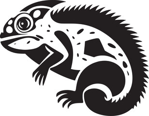 Obsidian Opacity: Dark Chameleon Icon Emblem Shadowy Sleuth: Black Chameleon Silhouette Icon