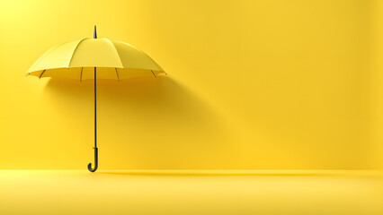 3D Yellow Umbrella Offering Shelter for Travel and Legal Consultancy Firms - obrazy, fototapety, plakaty