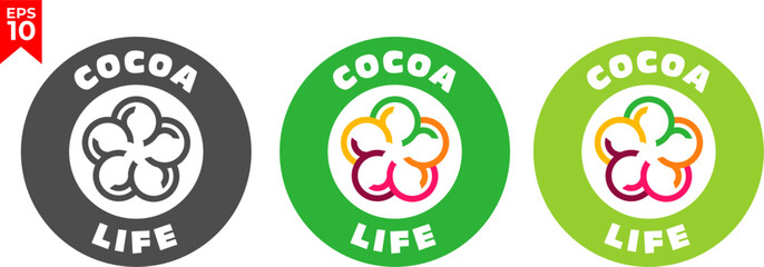 Cocoa Life logo. Flat design. Set of isolated vector illustrations.