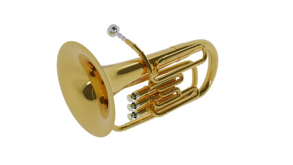 Brass bass tuba isolated on transparent and white background. Music concept. 3D render