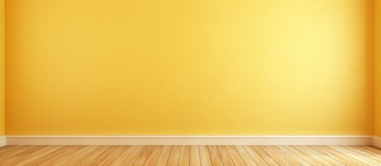 Yellow wall and wooden floor room textured background