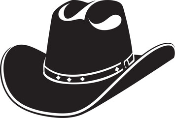 "Sartorial Symbol: Cowboy Hat Black Logo Vector for Classic Cowboys" "Timeless Trendsetter: Cowboy Hat Icon in Sharp Black Logo Vector Design"