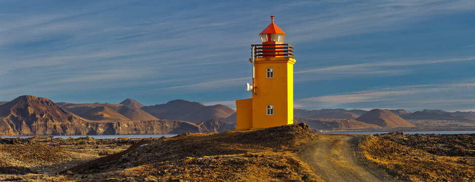 Hopsnes Leuchtturm, Reykjanes, Island