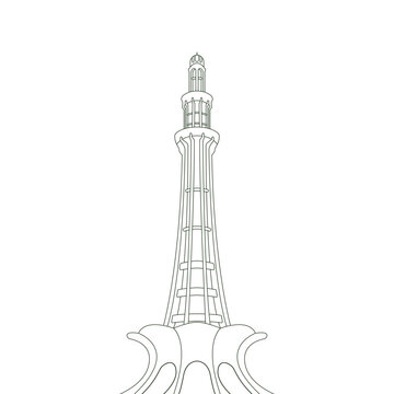 Pakistan Day vector Minar e Pakistan 23rd March Vector Illustration Icon Pakistan Day Lahore Minar Vector Pakistan Resolution