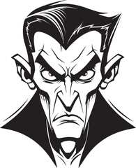Nightfall's Fangs: Eerie Vampire Emblem in Dark Vector Art Sinister Sanguine: Gothic Vampire Icon for the Nocturnal
