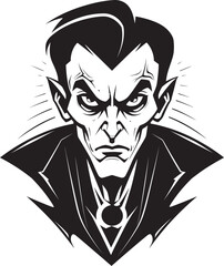 Nocturnal Secrets: Sinister Vampire Icon in Stygian Black Gothic Shadows: Creepy Vampire Emblem in Midnight Hue