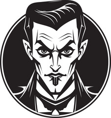 Grim Vampire Seal: Foreboding Black Icon Enigmatic Vampire Badge: Sinister Vector Insignia