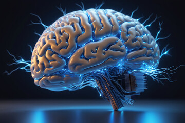 Scientifical illustration of human brain